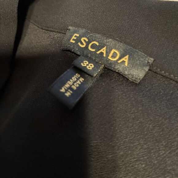 Escada Authentic Solid Black V Neck Long Sleeve Asymmetrical Top Tunic 38 Medium - Picture 9 of 12